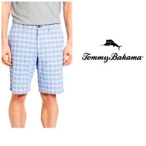 Tommy Bahama Mens Blue Lightweight Checked Short